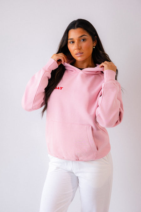 Lulabay luxury branded hoodie | oversized branded hoodie for women | luxury flock logo hoodie