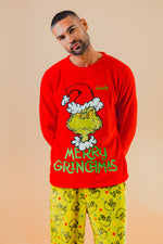 Load image into Gallery viewer, Mens personalised Christmas Grinch pyjamas
