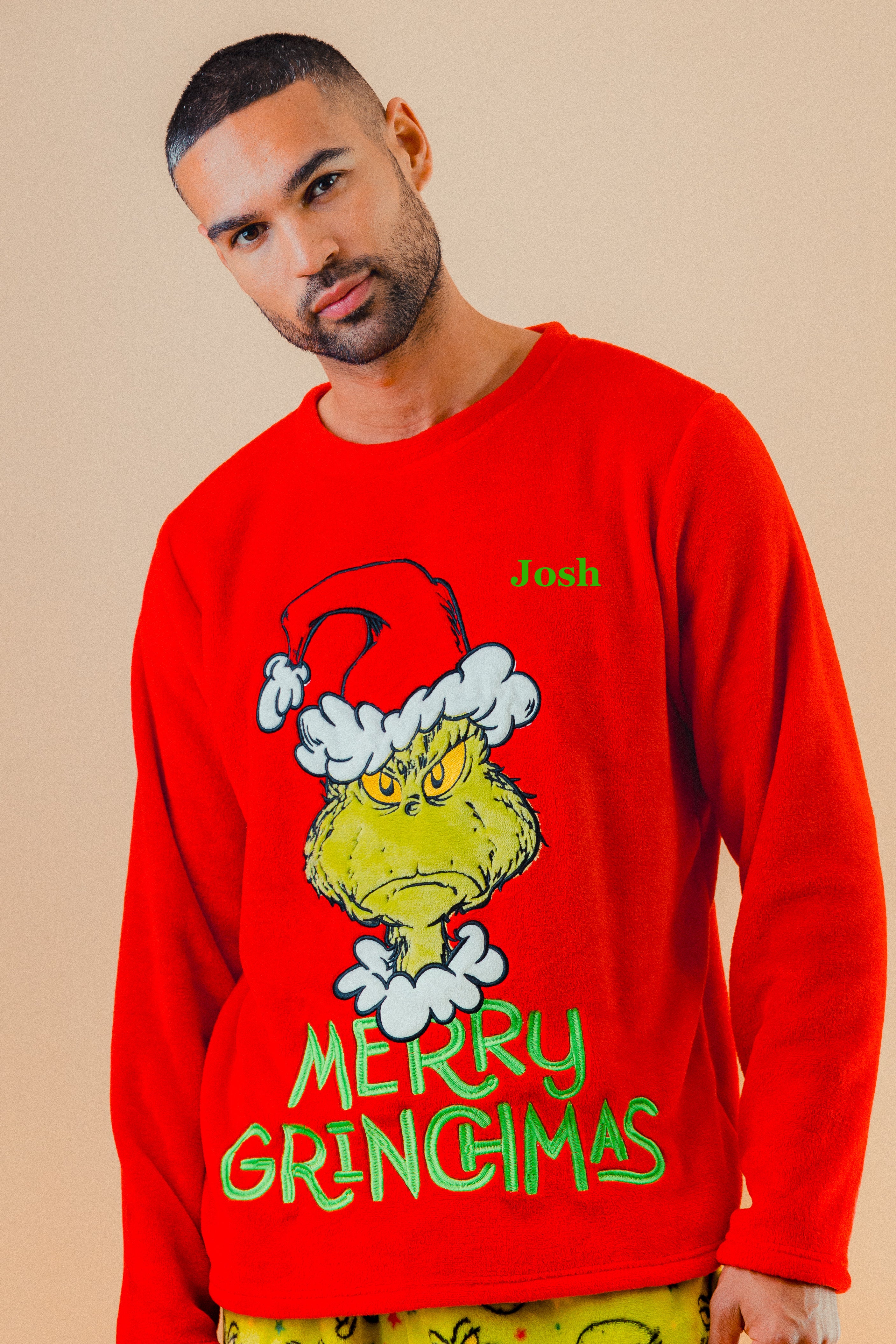 Mens personalised Christmas Grinch pyjamas