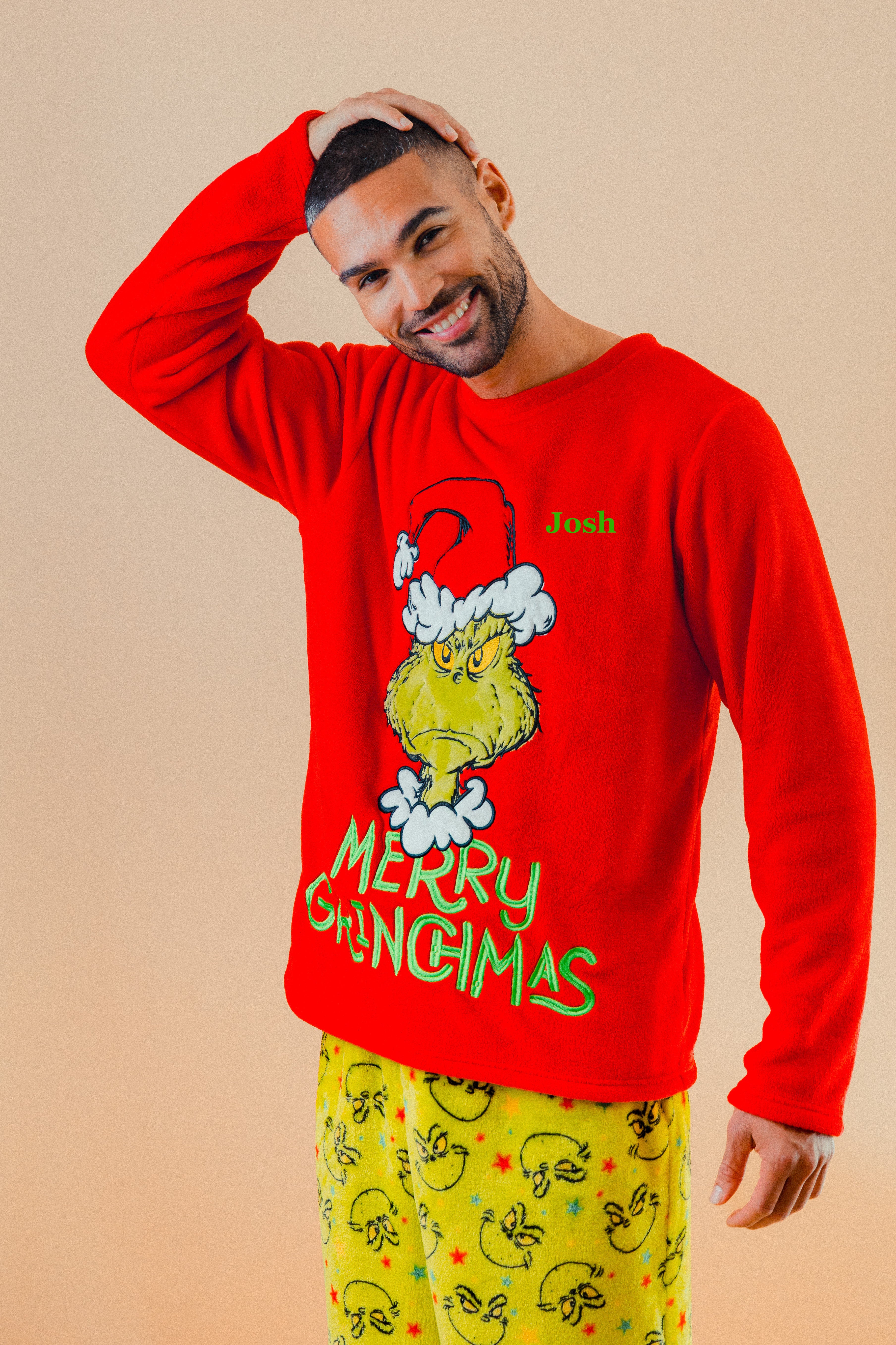 Mens personalised Christmas Grinch pyjamas