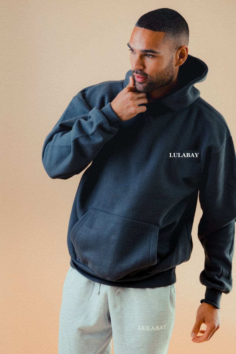 Lulabay men's luxury branded hoodie | oversized branded hoodie for men | heavyweight Lulabay hoodie