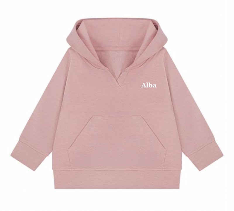 baby personalised sustainable hoodie | personalised baby hoodie | recycled baby hoodie | embroidered baby sustainable hoodie