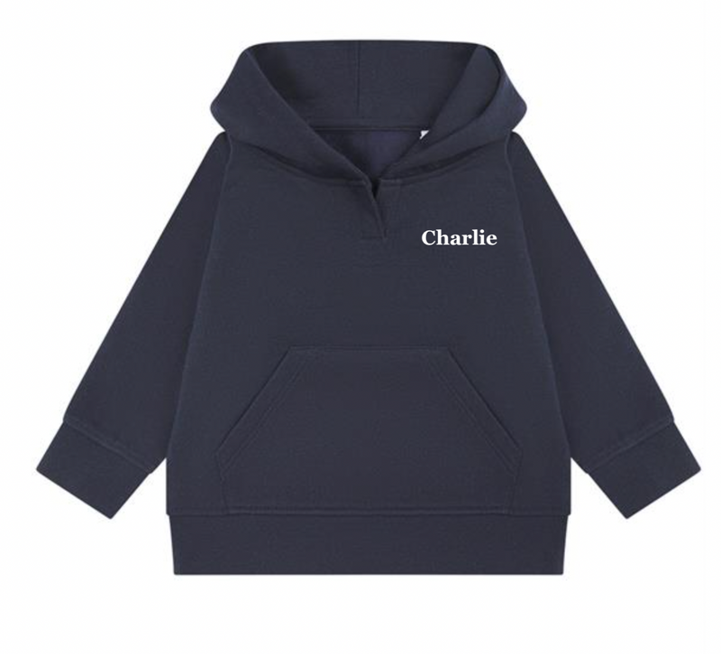baby personalised sustainable hoodie | personalised baby hoodie | recycled baby hoodie | embroidered baby sustainable hoodie