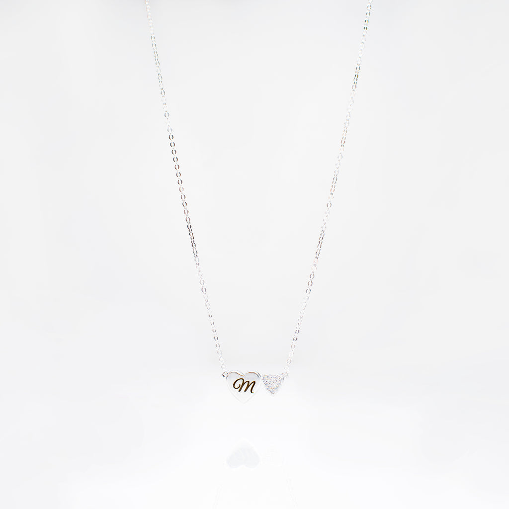 Womens double heart shaped personalised necklace