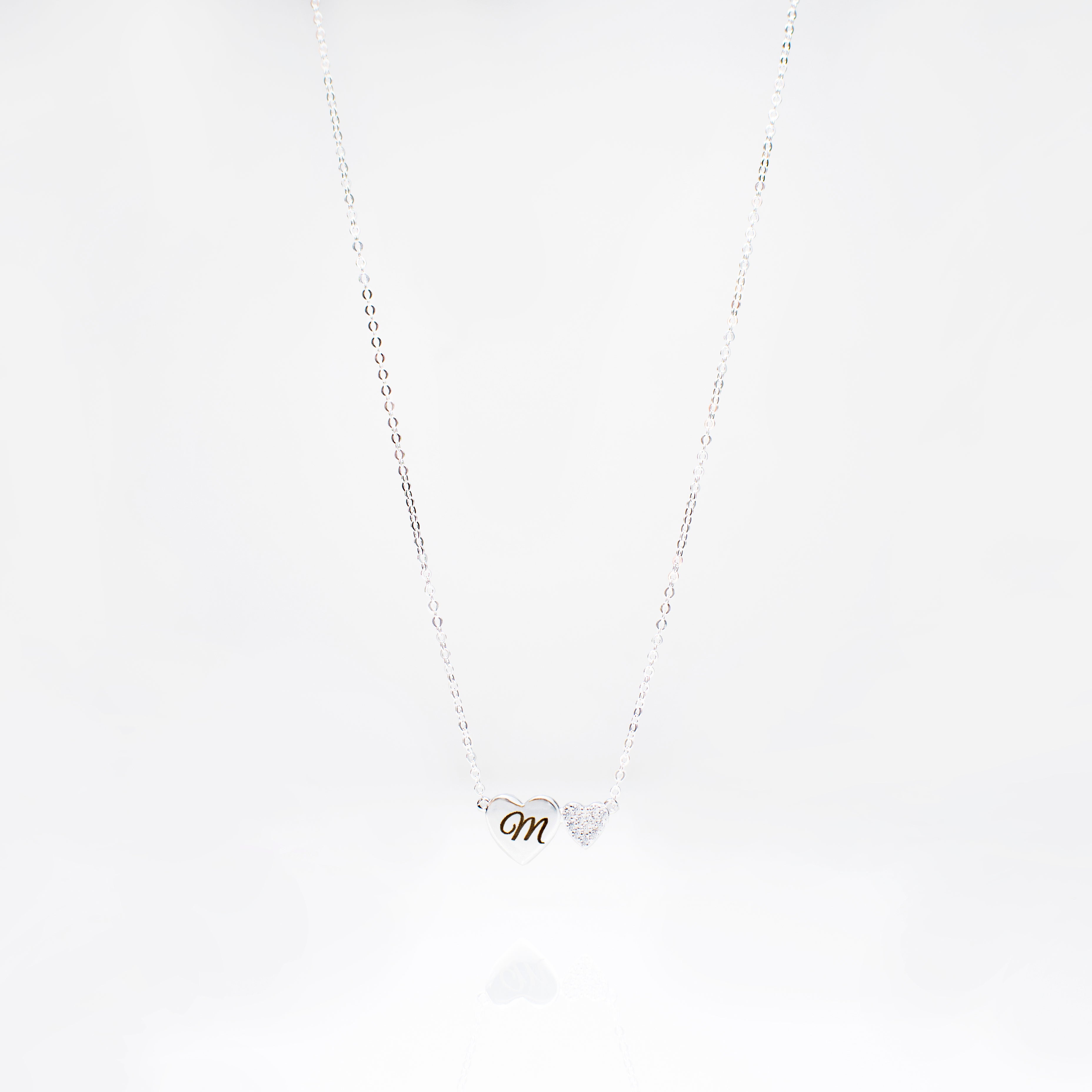 Womens double heart shaped personalised necklace