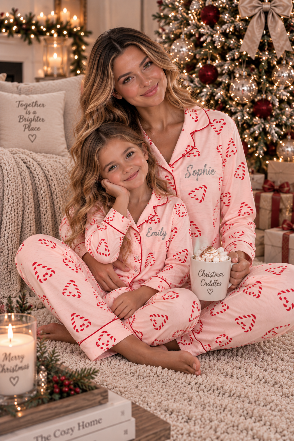Pre-Order- Personalised Christmas Candy Cane Print Pyjama Set