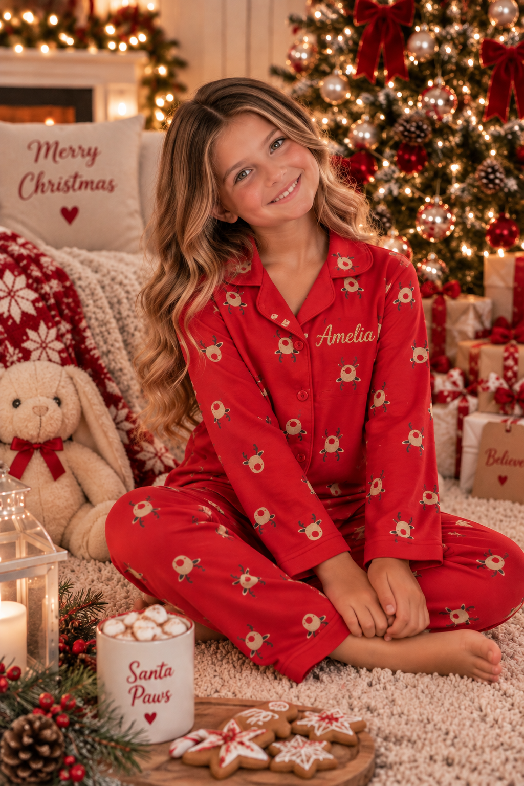 Personalised Family Christmas Rudolph Pyjama Set- Kids