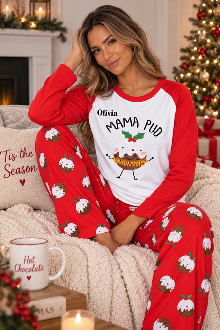 Personalised Family MAMA PUD Christmas Pyjama Set