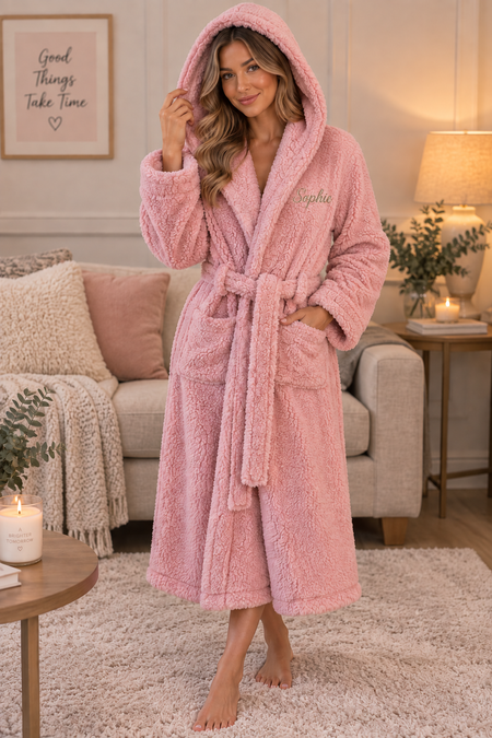 Pre-Order - Personalised Premium Borg Fleece Maxi Dressing Gown