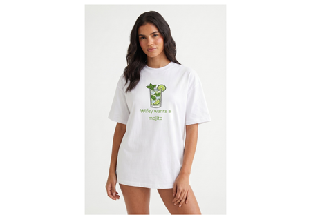 Personalised white t-shirt for hen parties - wifey wants a mojito