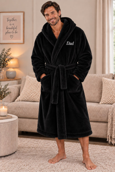 Personalised Hooded Plush Dressing Gown