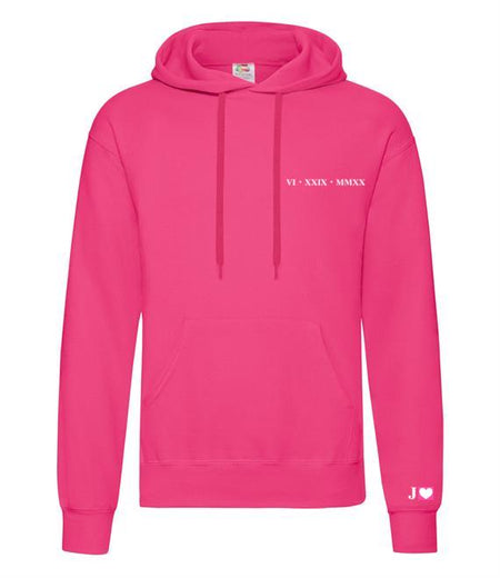 personalised anniversary hoodie | personalised Roman numeral hoodie | personalised embroidered couples hoodie