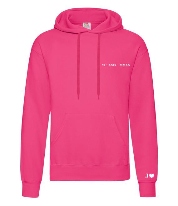 personalised anniversary hoodie | personalised Roman numeral hoodie | personalised embroidered couples hoodie