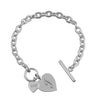 personalised luxury double heart bracelet | engraved double heart sterling silver bracelet | personalised thick chain heart bracelet | personalised silver double heart bracelet