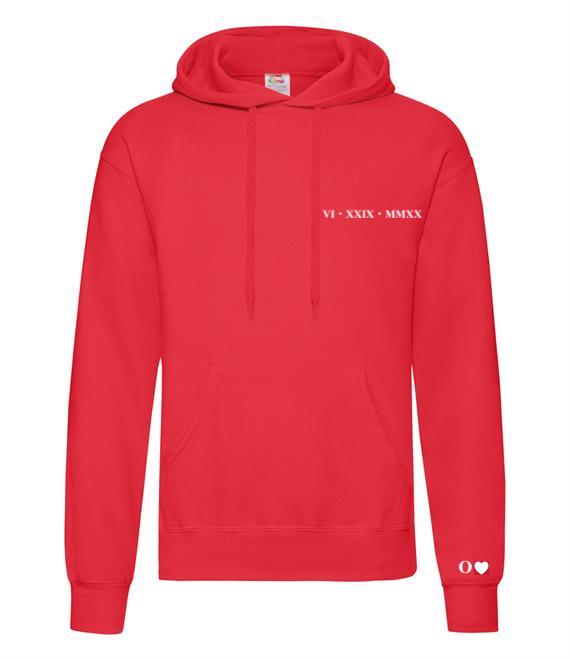 personalised anniversary hoodie | personalised Roman numeral hoodie | personalised embroidered couples hoodie