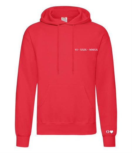 personalised anniversary hoodie | personalised Roman numeral hoodie | personalised embroidered couples hoodie