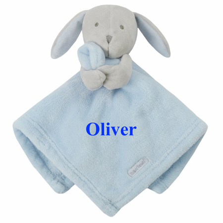 baby personalised big initial bunny comforter | personalised bunny comforter with initial | embroidered bunny comfort blanket | custom initial baby bunny comforter