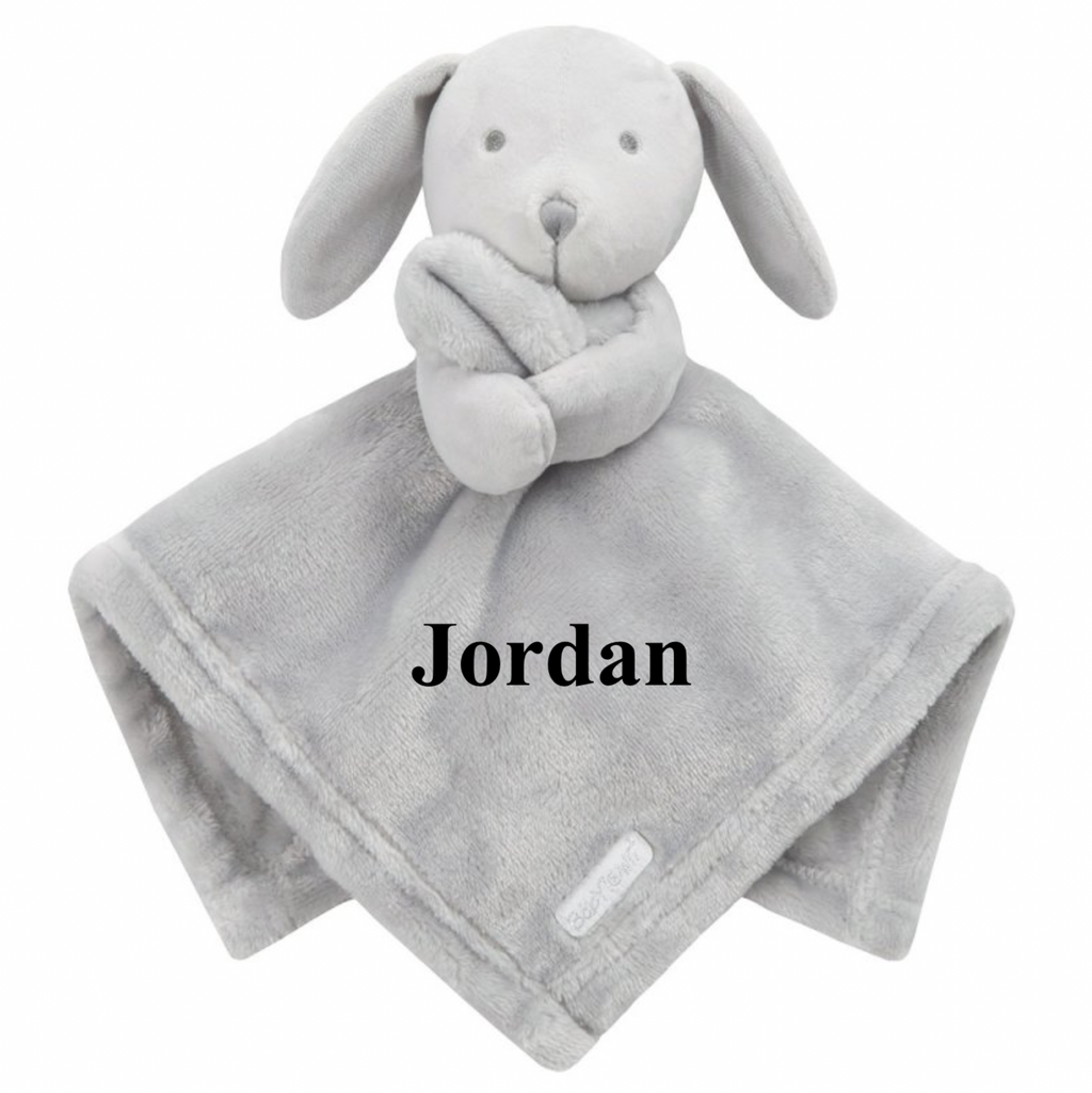 baby personalised big initial bunny comforter | personalised bunny comforter with initial | embroidered bunny comfort blanket | custom initial baby bunny comforter
