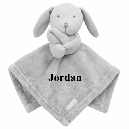 baby personalised big initial bunny comforter | personalised bunny comforter with initial | embroidered bunny comfort blanket | custom initial baby bunny comforter