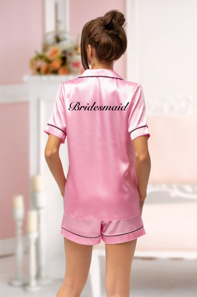 personalised bridal satin short pyjama set | personalised bridal satin pyjamas bride (change according to colour image)