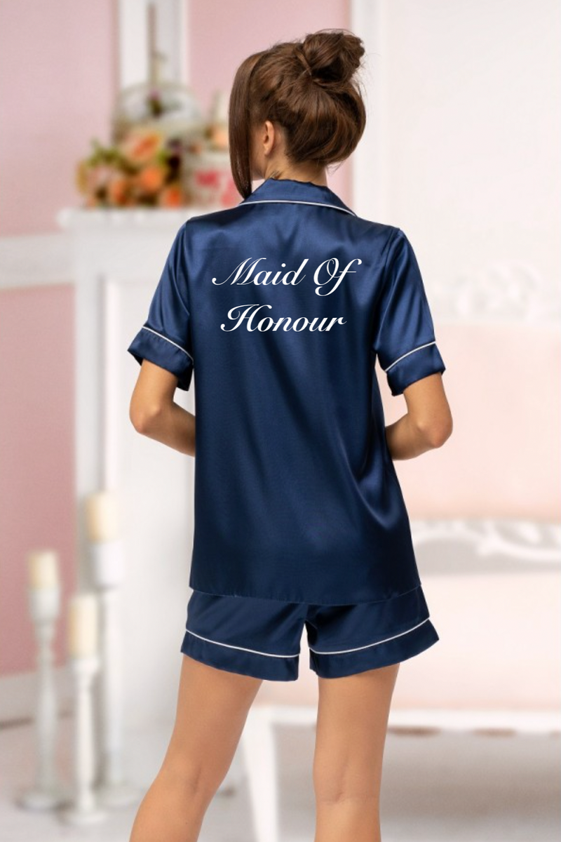 personalised bridal satin short pyjama set | personalised bridal satin pyjamas bride (change according to colour image)