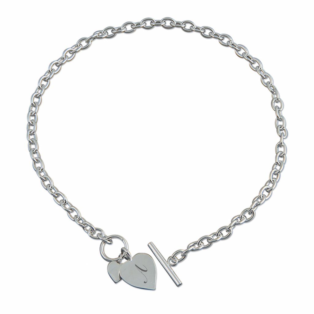 Womens 2 heart silver pendant personalised necklace