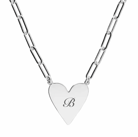personalised heart pendant necklace | engraved heart necklace for women | sterling silver personalised heart pendant