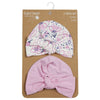 baby girl pack of 2 turban hats | cotton baby turban hat set | baby girl headwrap set | soft baby turban hats