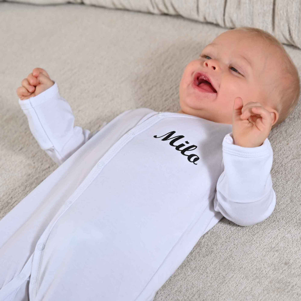 Babies personalised name sleepsuit