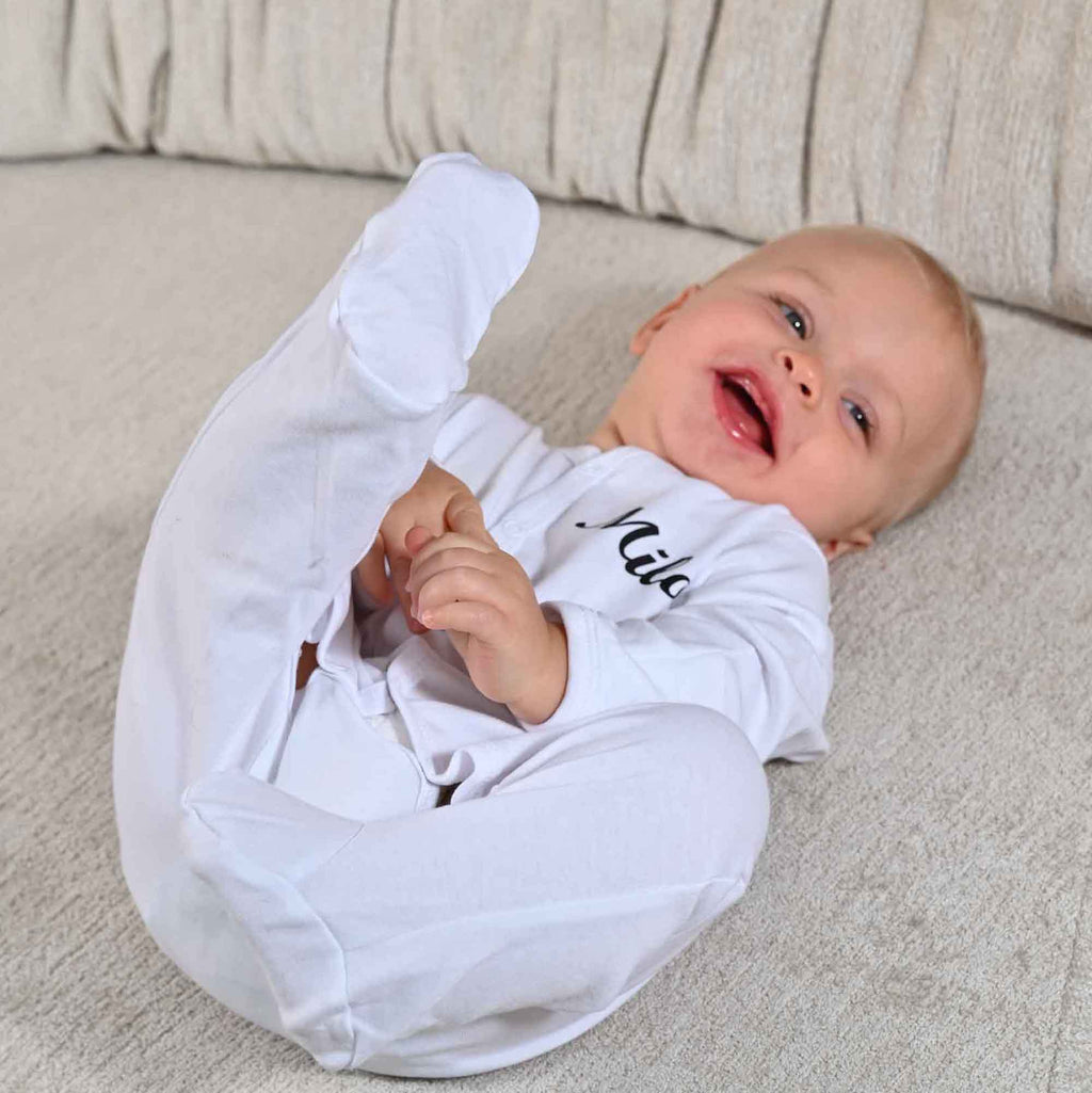 Babies personalised name sleepsuit