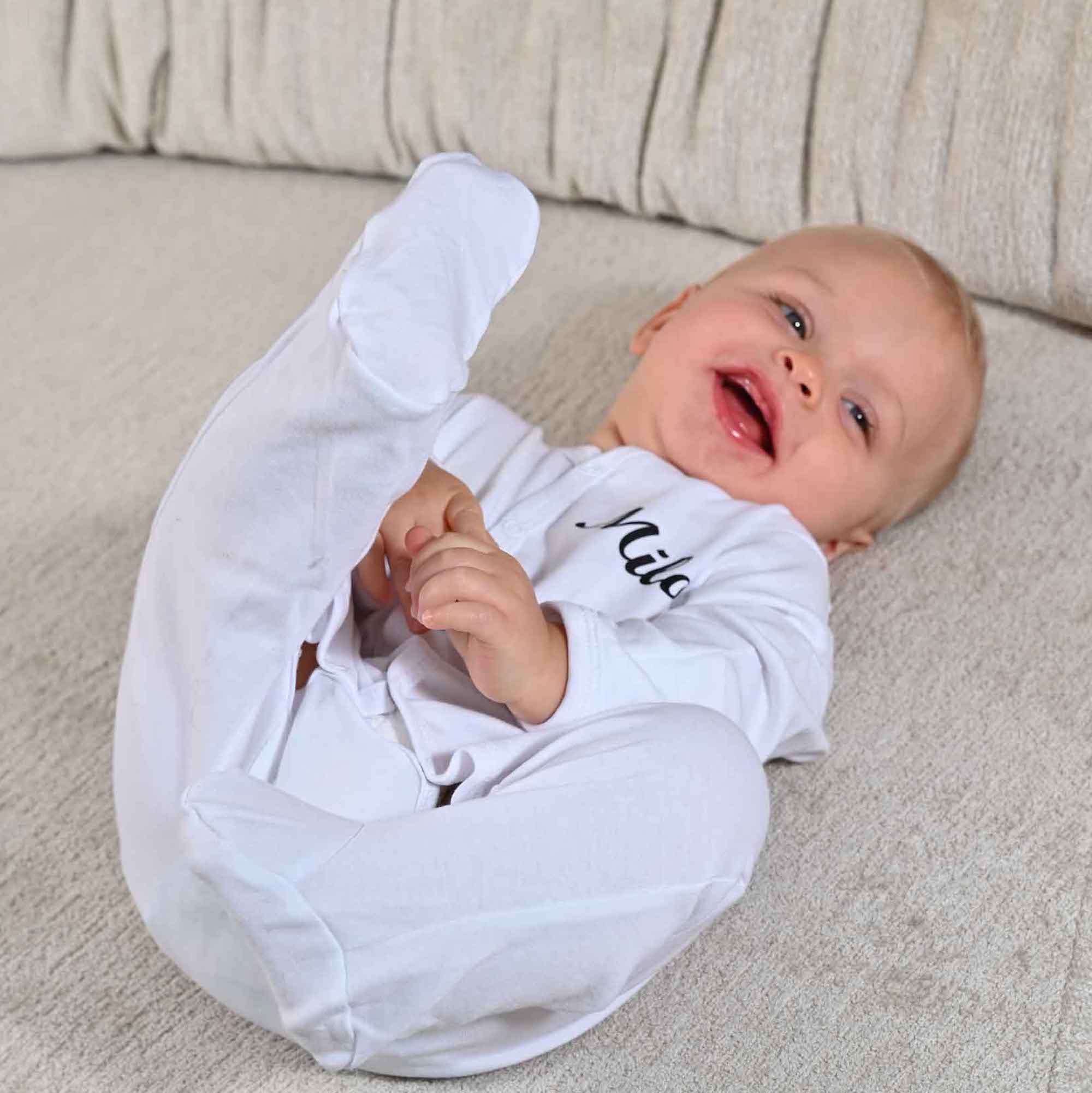 Babies personalised name sleepsuit