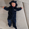 baby boy personalised teddy bear pramsuit | personalised teddy ear pramsuit | super soft fleece baby pramsuit | embroidered baby boy pramsuit