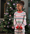 kids personalised Christmas fairisle pyjamas | unisex family matching Christmas pyjamas | personalised fairisle pyjama set for kids | Christmas fairisle pyjamas for children