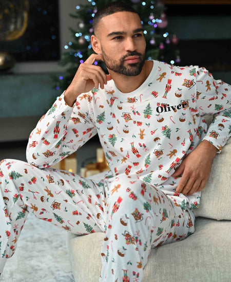 men's personalised family Christmas pyjama set | matching family Christmas pyjamas for men | personalised Christmas pyjamas for men