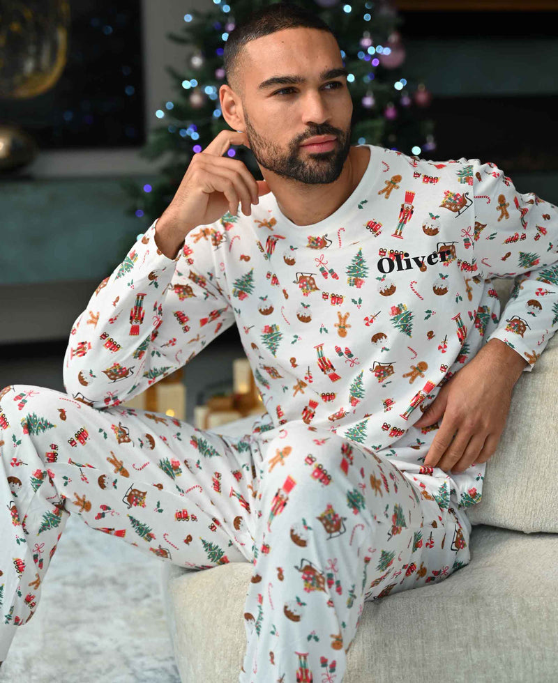 men's personalised family Christmas pyjama set | matching family Christmas pyjamas for men | personalised Christmas pyjamas for men