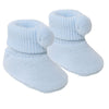 newborn baby pom pom bootees | knitted newborn baby booties | cosy pom pom baby booties | soft acrylic newborn bootees