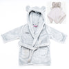 personalised baby dressing gown gift set | baby dressing gown and elephant comforter | personalised newborn gift set | embroidered baby robe and comforter