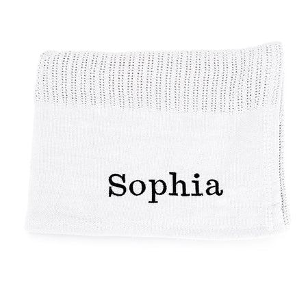 personalised cellular baby blanket | luxury knitted baby blanket | personalised cotton baby blanket | embroidered baby cellular blanket