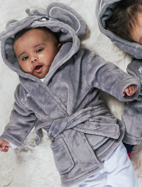 Babies personalised Elephant hooded dressing gown