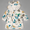 baby boy personalised dinosaur dressing gown | dinosaur print hooded dressing gown for baby | embroidered dinosaur baby robe | personalised dinosaur fleece dressing gown