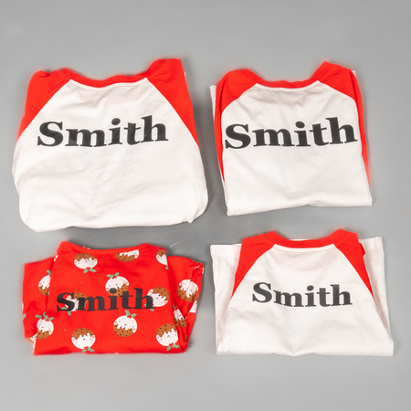 kids personalised MINI PUD Christmas pyjamas | unisex family matching Christmas pudding pyjamas | personalised Christmas pudding pyjama set for kids | MINI PUD Christmas pyjamas for children