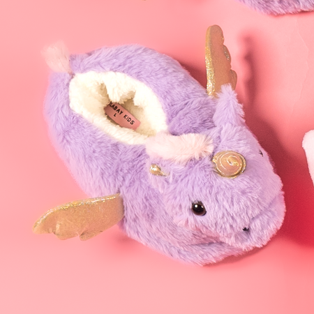 baby girl personalised unicorn slippers | unicorn faux fur slippers for baby | personalised unicorn baby slippers | cosy unicorn slippers with borg lining