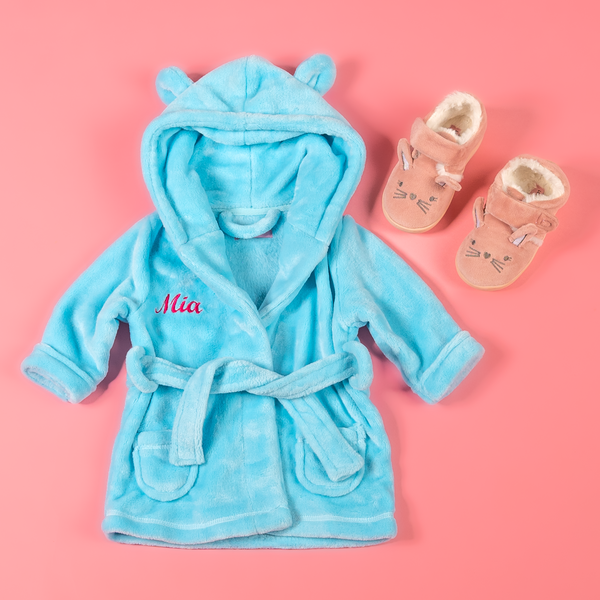Lulabay baby girls personalised dressing gown and bunny slippers gift
