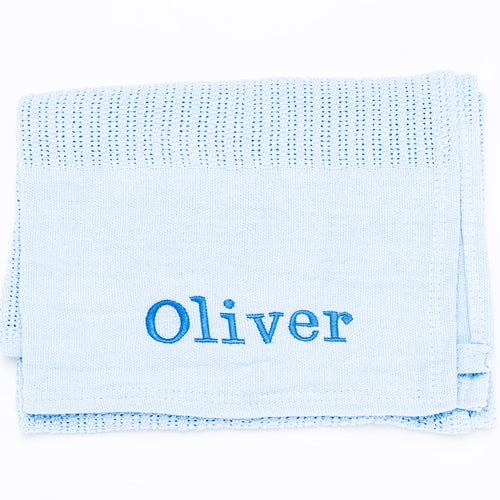 Babies personalised luxury heavy knit cellular panel blanket
