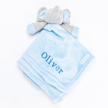 personalised baby blanket and elephant comforter gift set | luxury cellular blanket gift set for baby | personalised newborn blanket and comforter | elephant comforter and cotton baby blanket