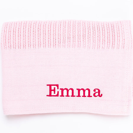 personalised cellular baby blanket | luxury knitted baby blanket | personalised cotton baby blanket | embroidered baby cellular blanket
