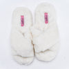 faux fur cross over slippers | cream faux fur cross over slippers | Lulabay faux fur slider slippers