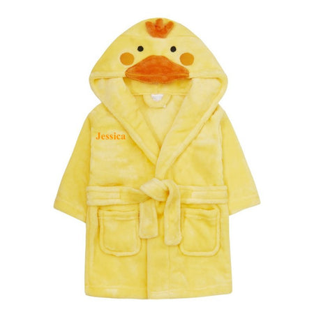 baby personalised duck hooded dressing gown | personalised duck dressing gown for baby | embroidered duck baby robe | unisex duck hooded bathrobe