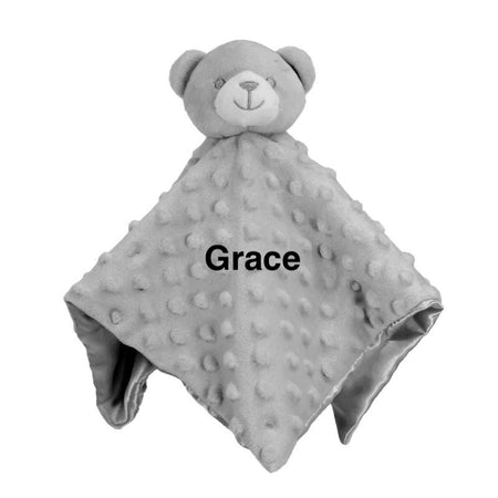 baby personalised teddy bear comforter | personalised teddy comfort blanket | embroidered teddy bear comforter for baby | soft teddy comfort toy