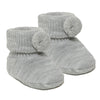 newborn baby pom pom bootees | knitted newborn baby booties | cosy pom pom baby booties | soft acrylic newborn bootees